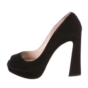 MIU MIU Suede Platform Pumps Size: 8.5